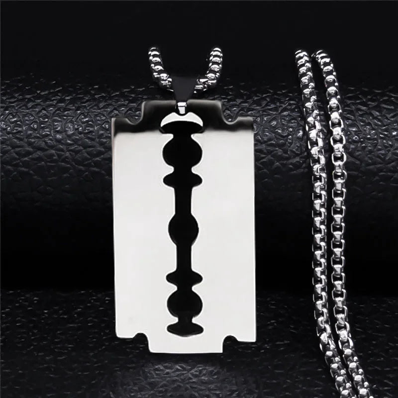 Blade Gold Long Pendant Necklace — Stainless Steel