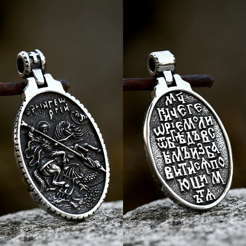 St Christopher Men's Patron Saint Of Time Travelers Archangel Michael dragon slayer st george Pendant Chain Necklace