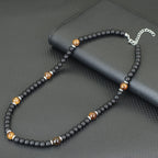 Turquoise Hematite Tiger Eye Necklace — Stainless Steel, 50cm