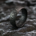 Viking Vegvisir Norse Runes Ring Antique Black — Stainless Steel