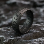 Viking Vegvisir Norse Runes Ring Antique Black — Stainless Steel