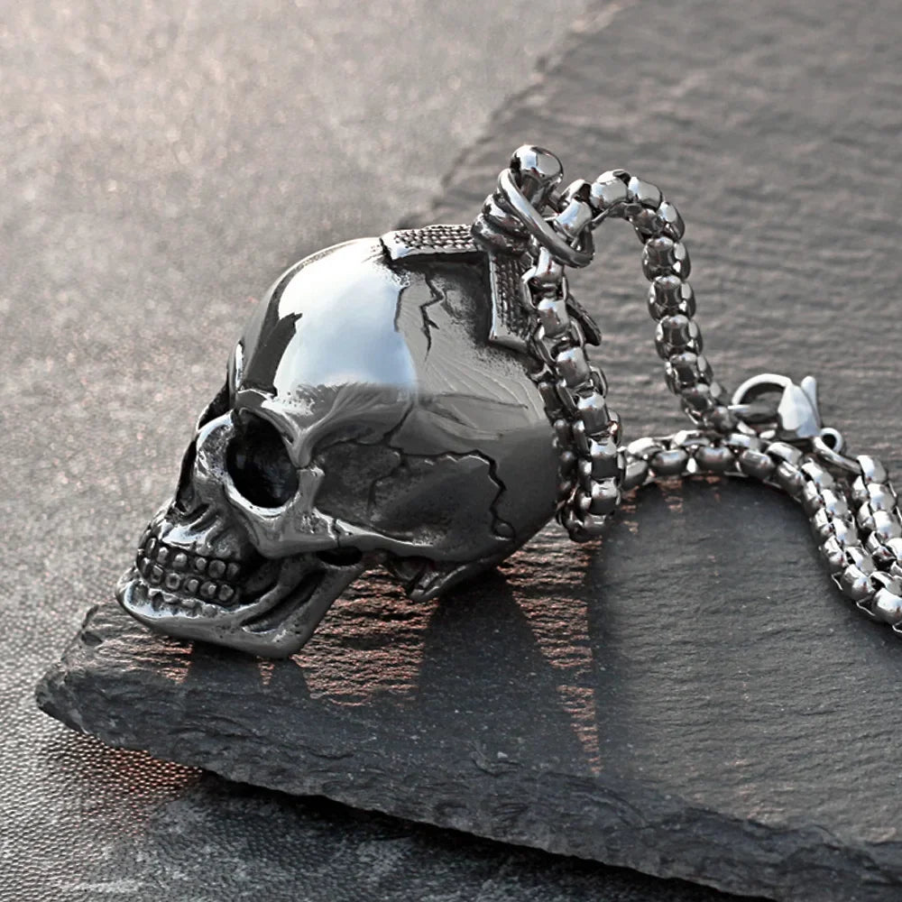3D Gothic Skull Pendant Necklace — Stainless Steel