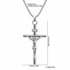 Jesus Crucifix Rhinestone Cross Necklace — Stainless Steel