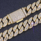 Cuban Bracelet Iced Out Gold 18K 20MM 3 Row