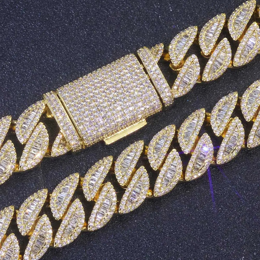 Cuban Bracelet Iced Out Gold 18K 20MM 3 Row