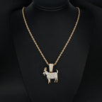 Fashion Gold Goat Pendant Necklace Hip Hop Tennis Chain Necklaces For Women Mens Gifts Motivation Jewelry