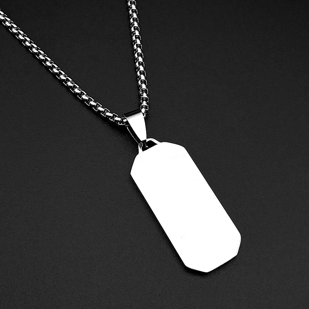 Minimal Dog Tag Pendant Necklace — Black