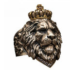 Bully Vintage Crown Lion Head Men's Ring Delicate Fashion Creative Niche Light Luxury Punk Hip Hop Rock Street Party