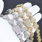 Iced Out Cuban Chain Necklace Money Bag CZ