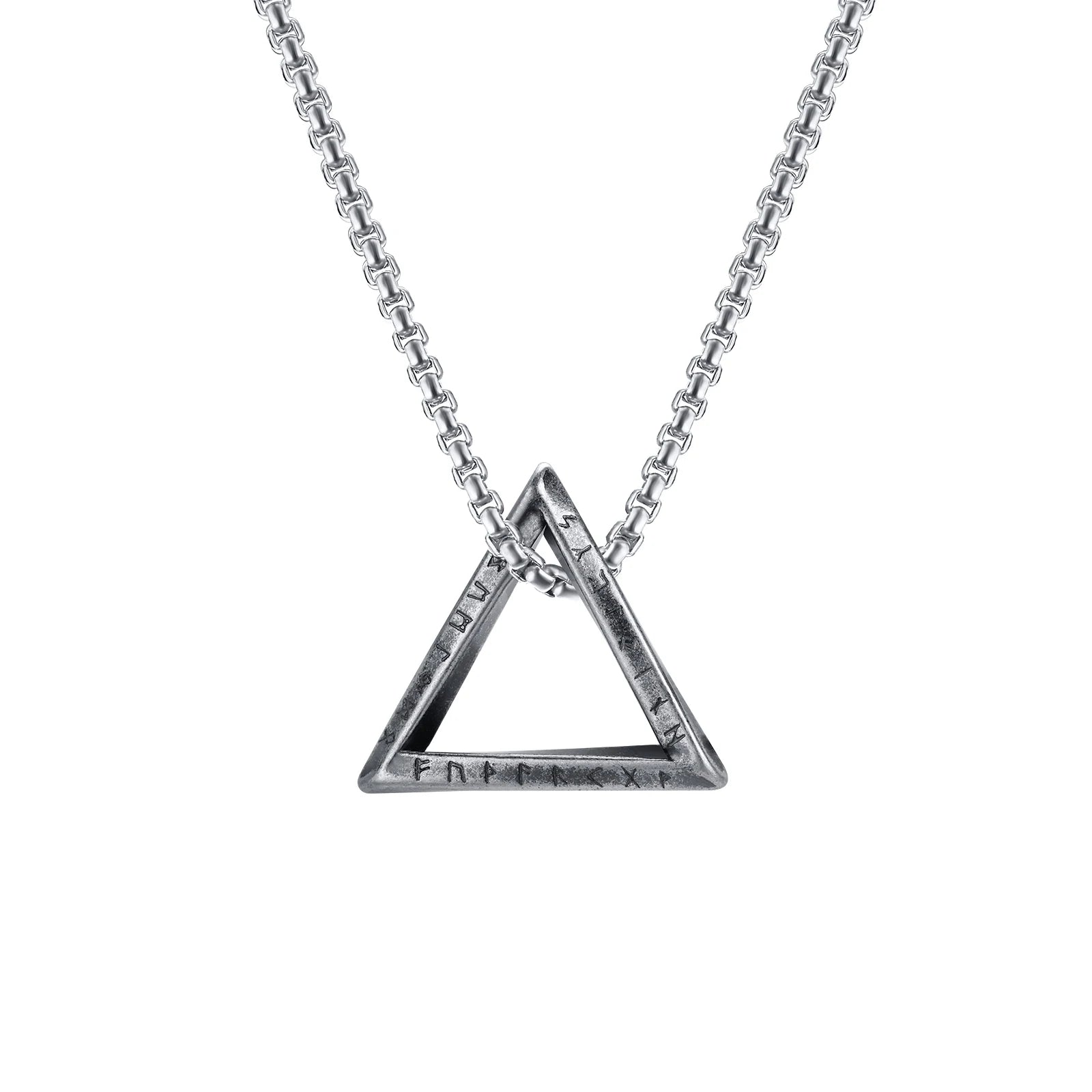 Vnox Norse Viking Pendant Necklaces, Men Twisted Stainless Steel Mobius Triangle Charm, Vegvisir Nordic Valknut
