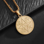 Stainless Steel Solomon Flower of Life Chakra Spirituality Necklace Archangel Sacred Geometry Metatron Pendant Jewelry Men Women
