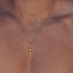 Men's Stainless Steel Cross Pendant Necklace 18k Gold Plated High Quality Christian Jewelry Gift for Christmas Birthday Party