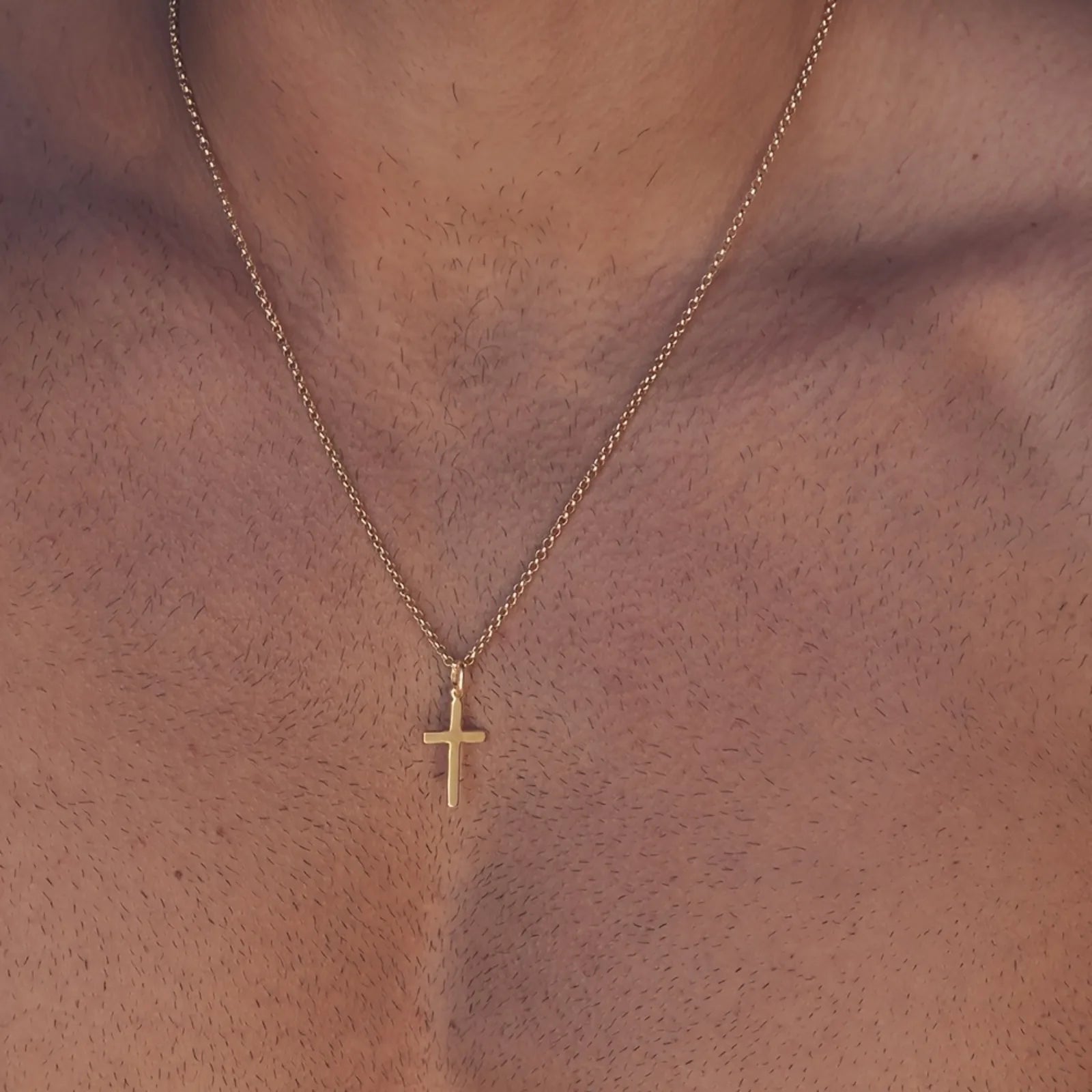 Men's Stainless Steel Cross Pendant Necklace 18k Gold Plated High Quality Christian Jewelry Gift for Christmas Birthday Party