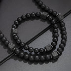 8mm Matte Black Stone Necklace for Men Jewelry Natural Onyx Square Lava Beads Necklaces Fashion Rosary Jewelry