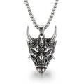 Japanese Hannya Mask Horn Men Necklaces Pendants Stainless Steel Chain Punk for Boyfriend Male Jewelry Creativity Gift Wholesale