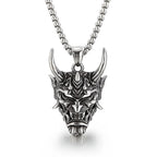 Japanese Hannya Mask Horn Men Necklaces Pendants Stainless Steel Chain Punk for Boyfriend Male Jewelry Creativity Gift Wholesale