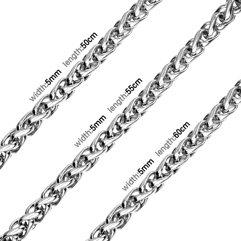 LUXUSTEEL Basic Punk Stainless Steel Chain Necklace For Women Men Cuban Figaro Braided Wheat Link Choker 5MM/7MM