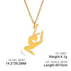Unift Stainless Steel Sport Women Necklace Runner Rhythmic Gymnastics  Silhouette Pendant Fashion Birthday Jewelry Wholesale