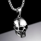 Silver Skull Pendant Necklace Stainless Steel Simple