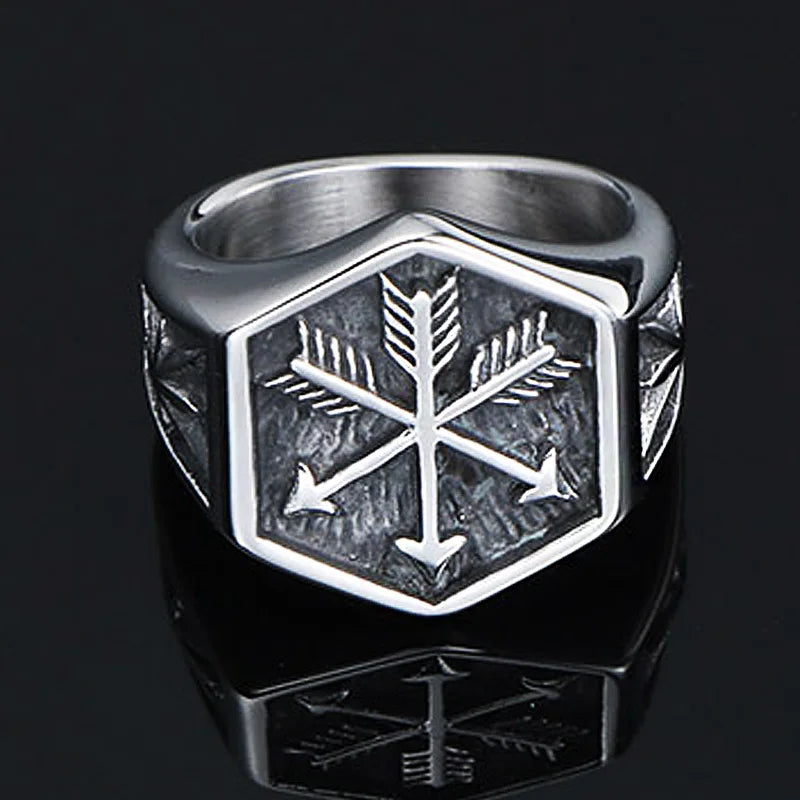Vintage Viking Arrow Signet Ring — Stainless Steel