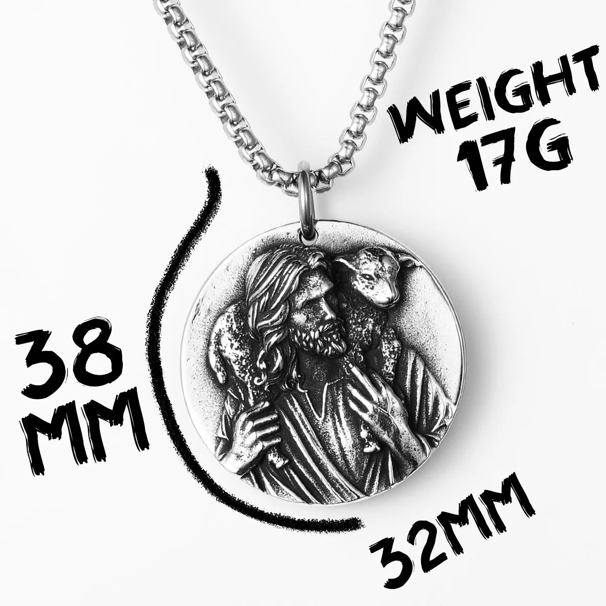 Jesus Shepherd Pendant — Stainless Steel