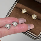 Diamond Shaped Moissanite Stud Earring Fashion Unisex Simple Versatile Diamond Ear Studs 925 Sterling Silver with Certificate