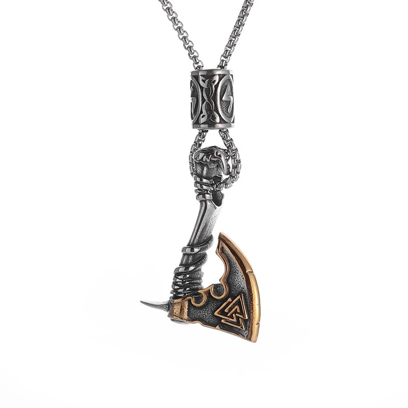 Retro Domineering Nordic Battle Ax Pendant Necklace for Men and Women Punk Pendant Lucky Amulet Jewelry Gift