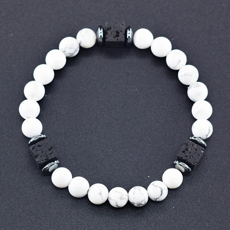 Retro Black Block Volcanic Bracelets Men Women Frosted Onyx Lava Beads Jewelry Yoga Meditation Birthday Gift Wholesales