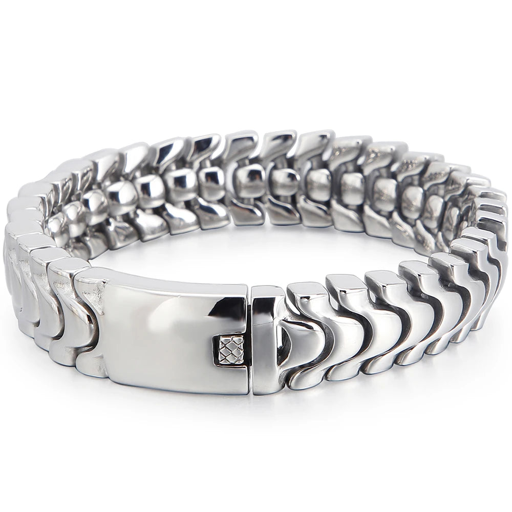High Polished Shiny Stainless Steel Chain Bracelet for Man Luxury Birthday Jewelry Gifts for Him Dad Logo/Name Engraved