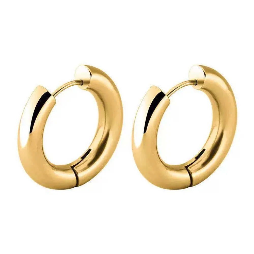 Chunky Smooth Round Hoop Earrings 20mm — Stainless Steel