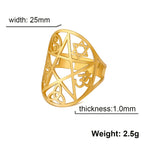 Dawapara Pentagram Adjustable Ring for Men Women Triquetra Cross Star OM Symbol Religious Gift Stainless Steel Jewelry