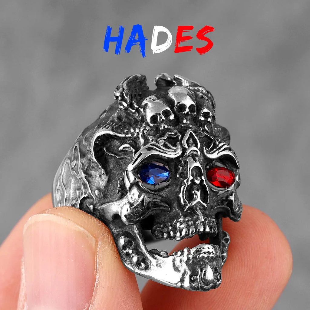 Vintage Punk Gothic All Skull Head Series Stainless Steel Womens Mens Rings Unique for Biker Jewelry Creativity Gift