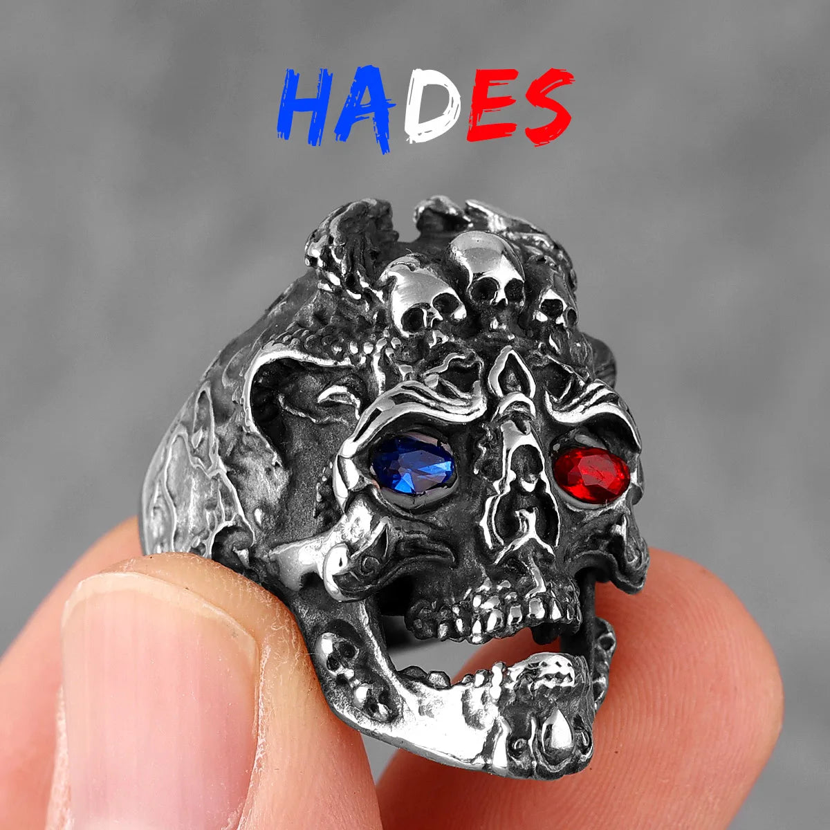 Vintage Punk Gothic All Skull Head Series Stainless Steel Womens Mens Rings Unique for Biker Jewelry Creativity Gift