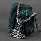 Stainless Steel Viking Axe Men's Pendant Necklace Retro Domineering Dragon Totem Necklace Punk Jewelry