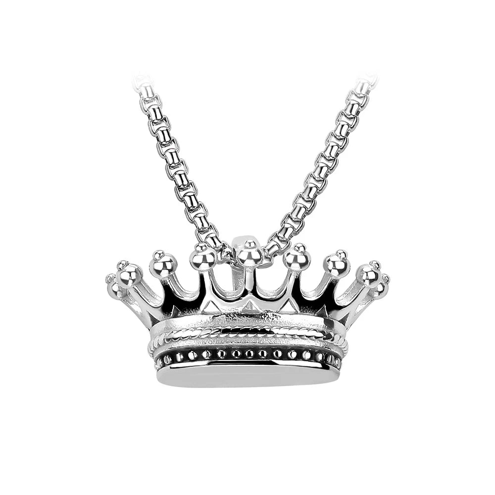 3D Rapper King Crown Pendant Necklace — Two-Tone