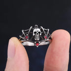 Gothic Skull Ring With Red Stone — Stainless Steel