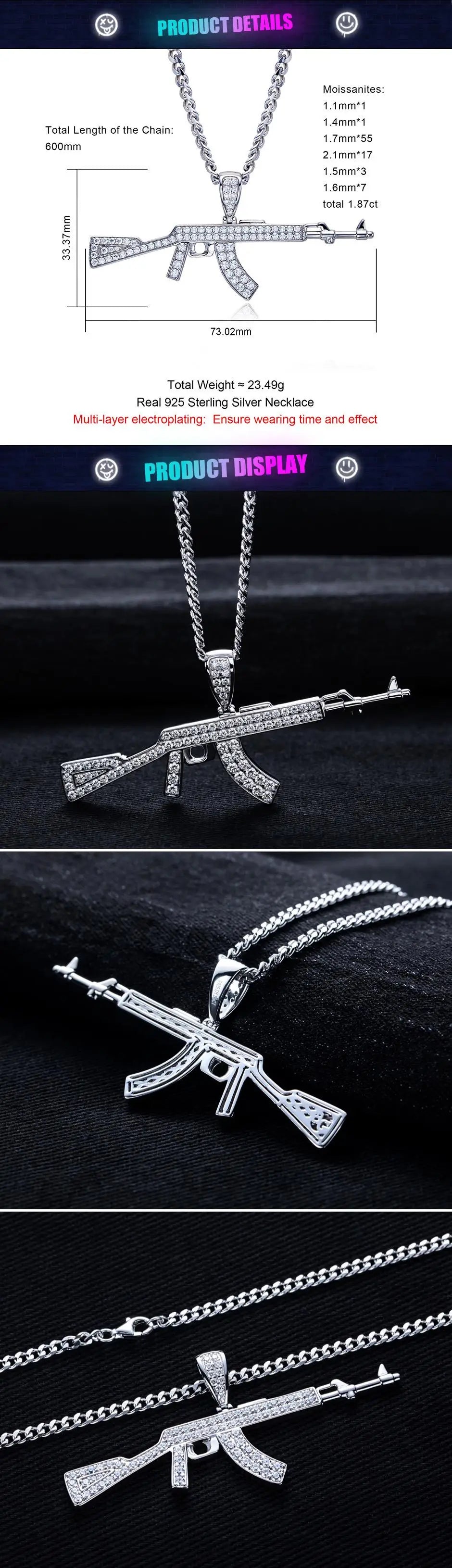 Iced Out AK Pendant — 925 Silver