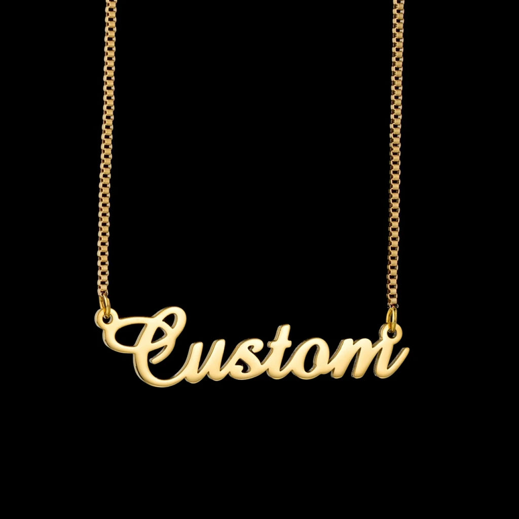 Atoztide Personalized Customized Brand Logo Names Pendant Necklace Stainless Steel Thick Chain for Men Women Jewelry