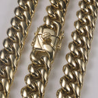 ESKEEM 14K Gold Plated 8mm 12mm Stainless Steel Cuban Chain Hip Hop PVD Plated Cuban Link Necklace For Men Women Party Gift