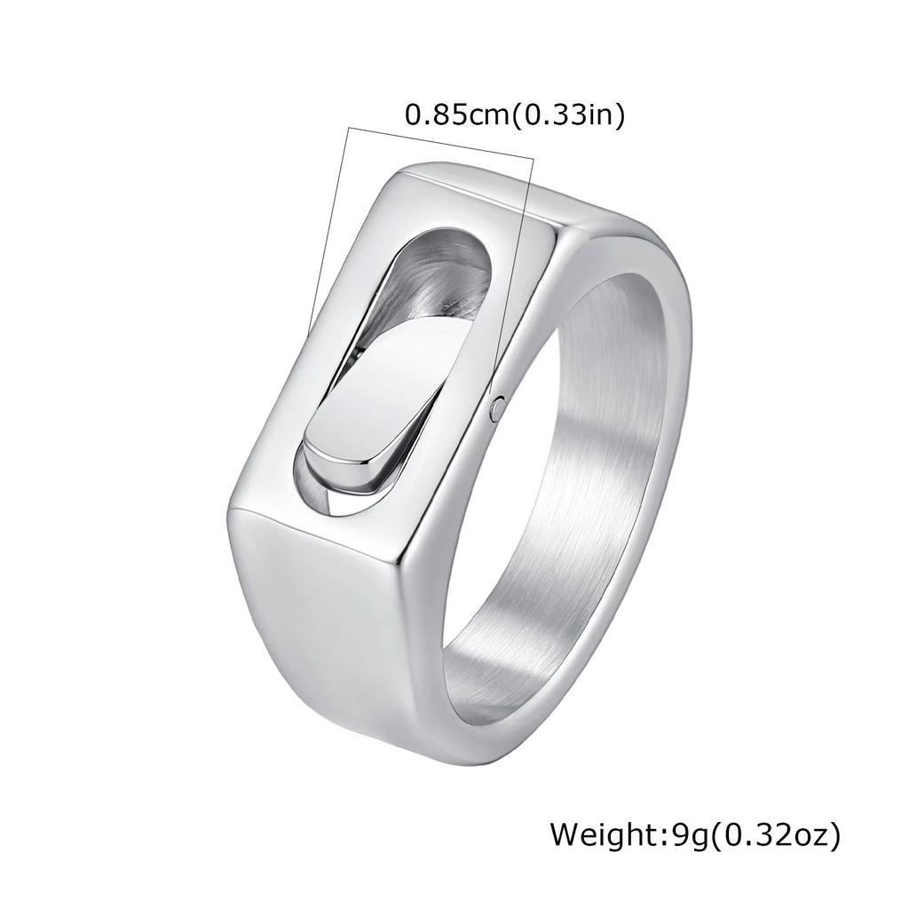 Polished Signet Spinner Fidget Ring for Men — Stainless Steel