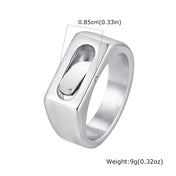 Classic Spinner Fidget Ring for Men, Stainless Steel Silver Color Polished Signet Ring, Fashion Cool Finger Jewelry Accessories