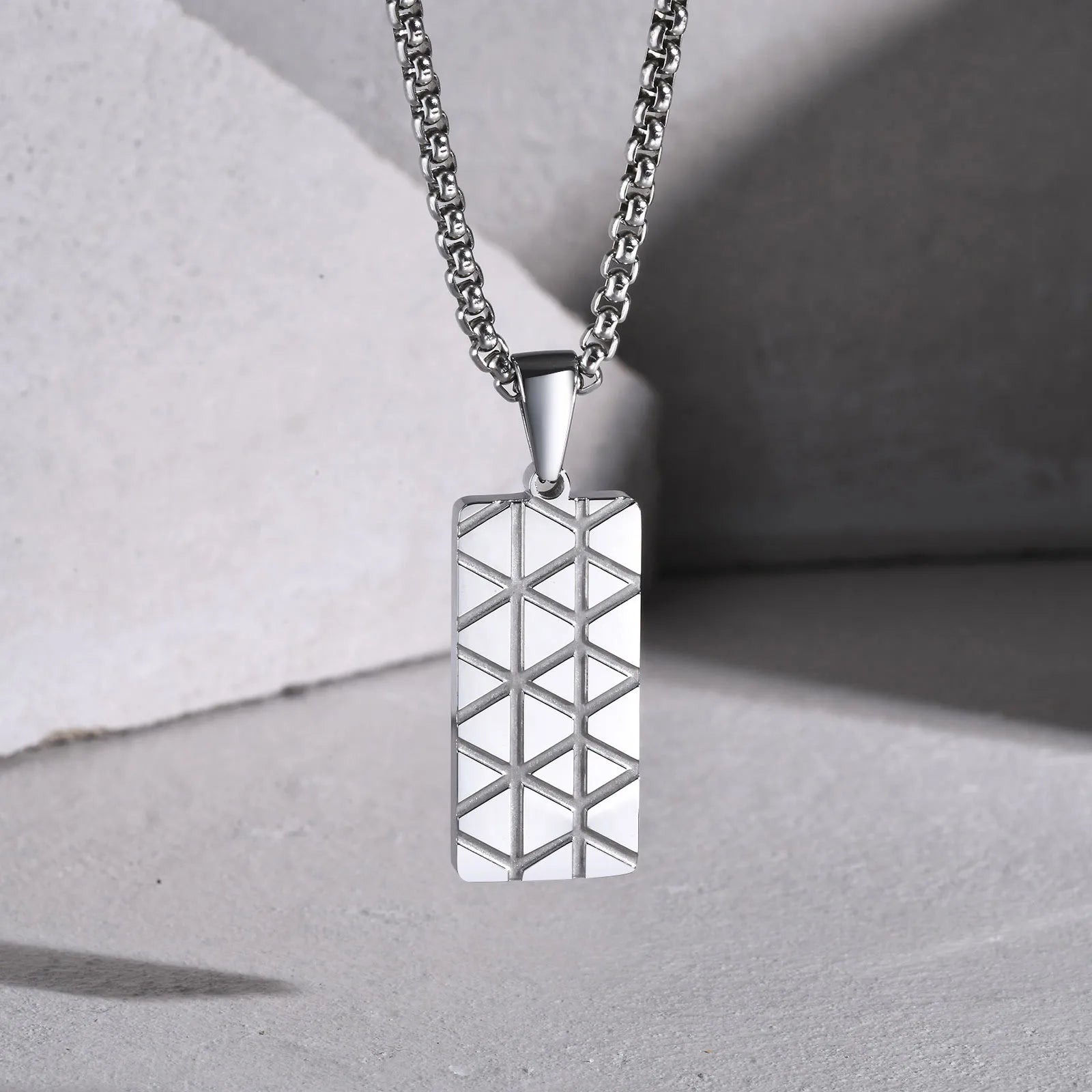 Military Dog Tag Pendant — Black Silver Stainless Steel
