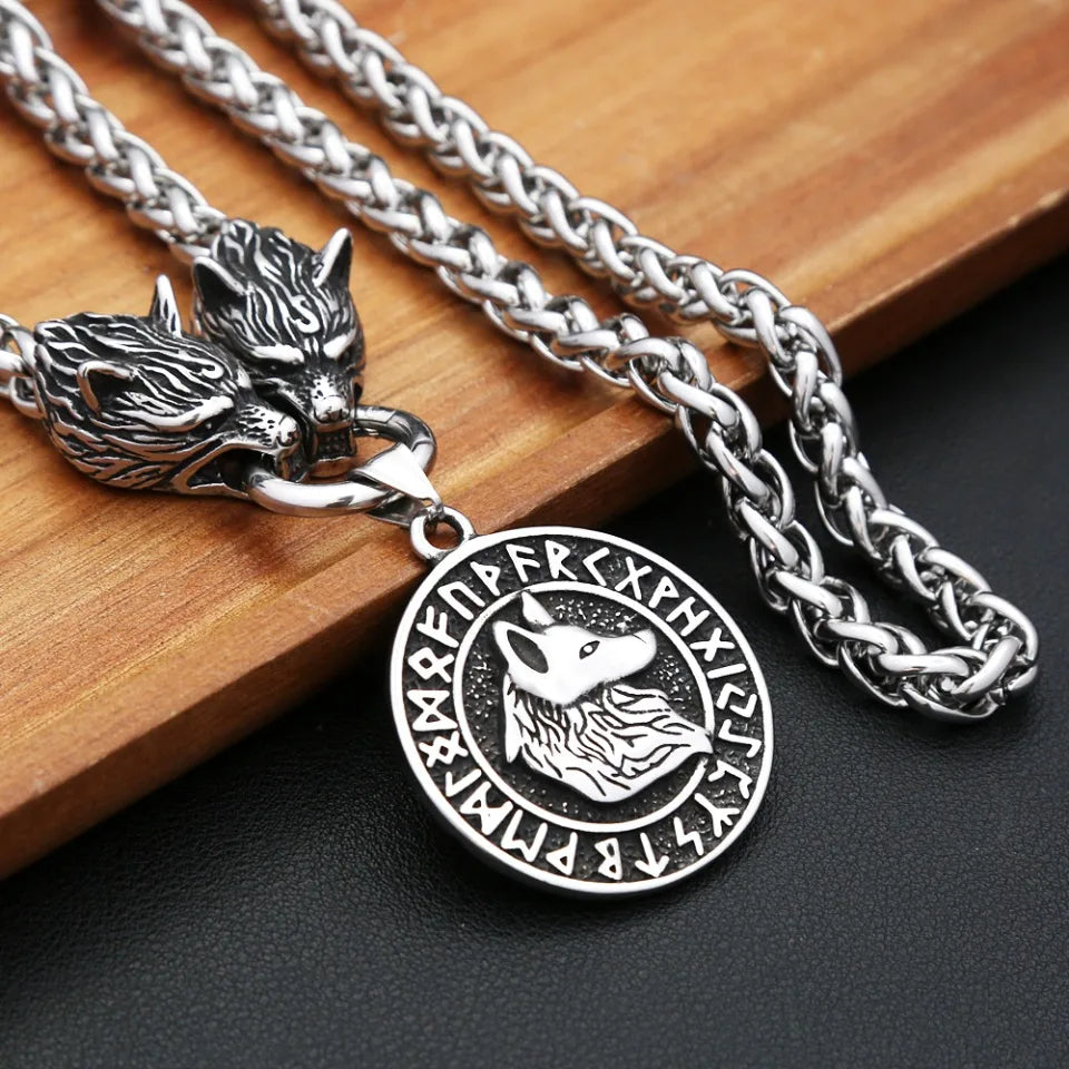 Viking Wolf Head Pendant — Stainless Steel