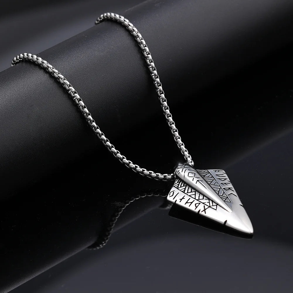 Fashion Retro Viking Rune Spear Pendant for Women Charm Nordic Stainless Steel Men Necklace Popular Valentine's Day