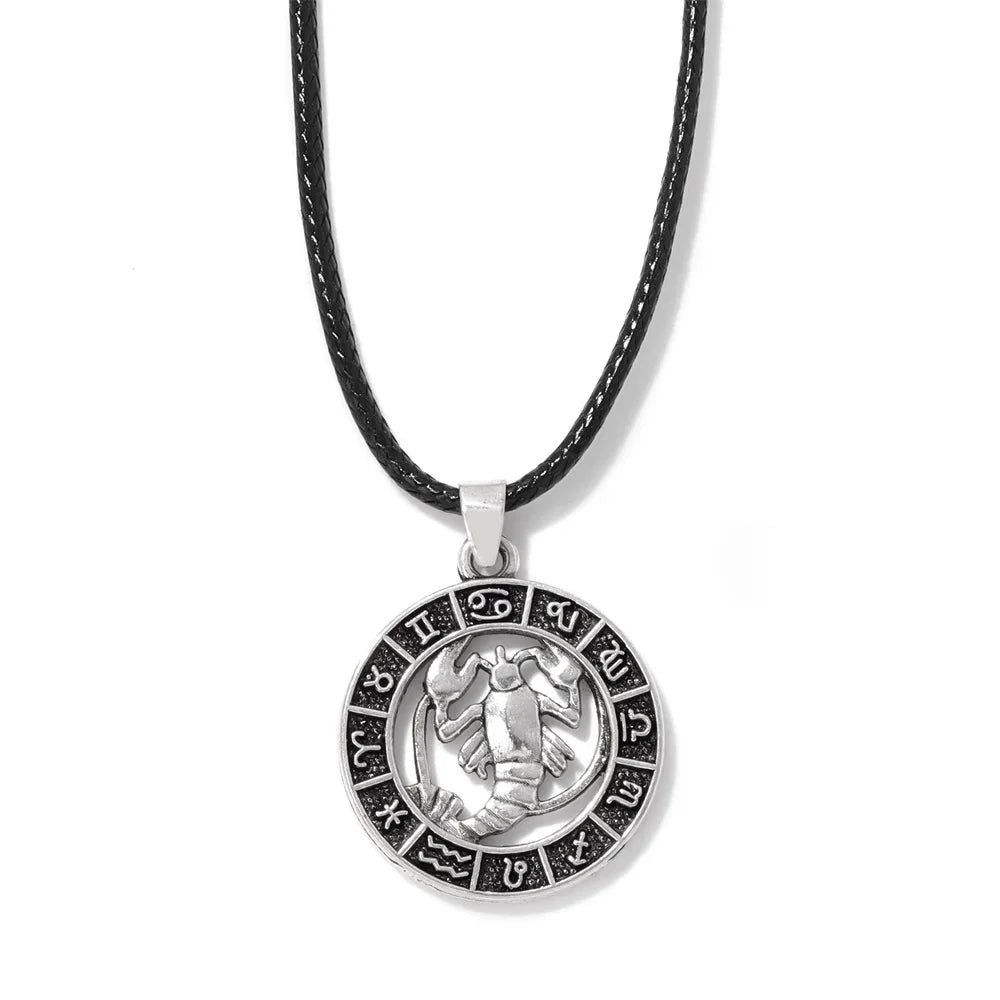 12 Horoscope Pendant Necklace For Women Men Silver Color Aries Leo 12 Constellations Zodiac Sign Necklaces Choker