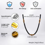 Retro Natural Stone Beads Necklace Tiger Eye Stone Stainless Steel Collar Necklace for Men Boho Trendy Jewelry Gifts