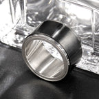 Black Silver Spinner Ring Stainless Steel Anti-Stress