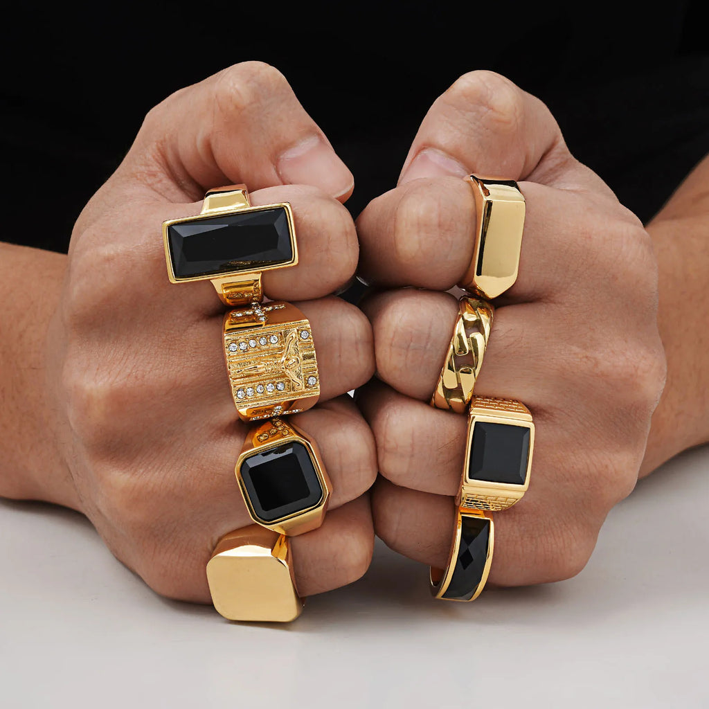 Black Stone Signet Ring — Gold