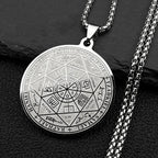 Seven Archangels Sigil Medal Angel Pendant Necklace for Women Men Stainless Steel Seal of Solomon Christian Amulet