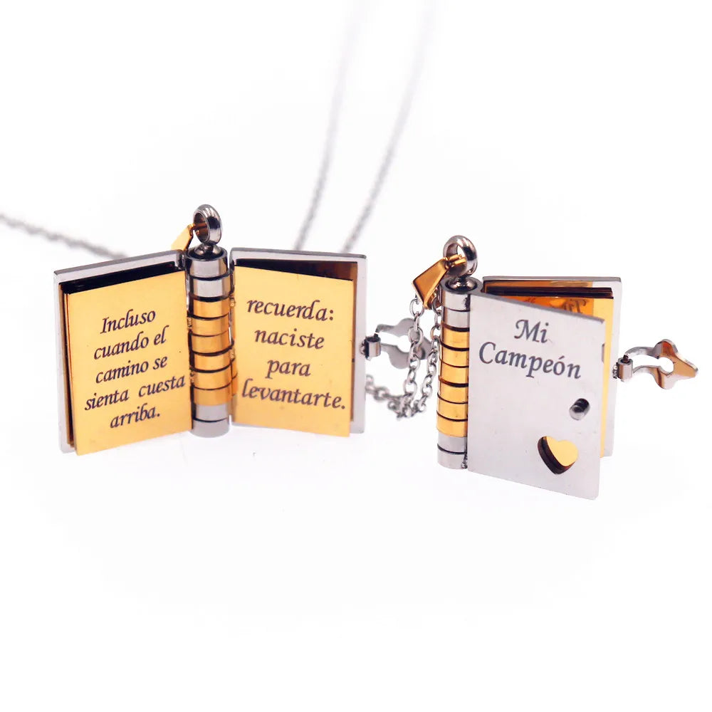 Openable Book Spanish Mi Campeón Son Necklace Mi Pequeña Estrella Daughter Necklaces My Little Star Choker Birthday